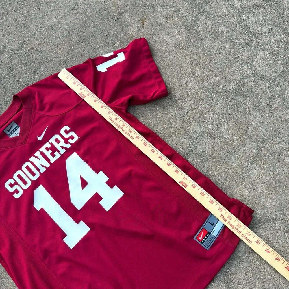 Nike Oklahoma Sooners #14 Football Jersey NCAA Football Red/White Youth Large